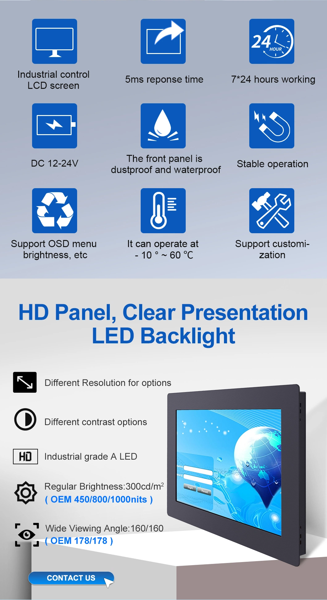 Monitor Metal Case 12′′ Inch 800*600 HDMI VGA AV BNC Non Touch Square Screen Embedded Open Frame LCD Monitor Industrial