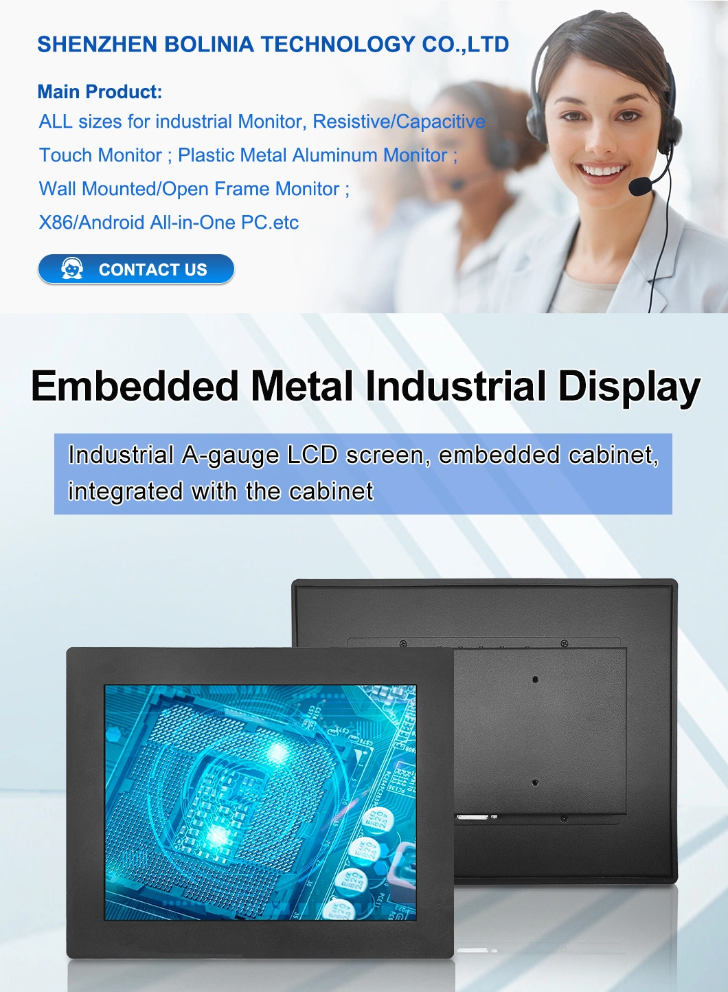 Monitor Metal Case 12′′ Inch 800*600 HDMI VGA AV BNC Non Touch Square Screen Embedded Open Frame LCD Monitor Industrial